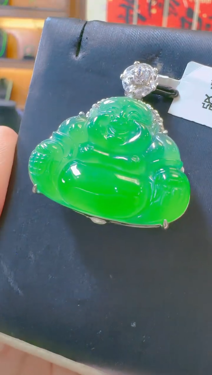 吊坠(赠链)银S925镶嵌翡翠天然A货翡翠