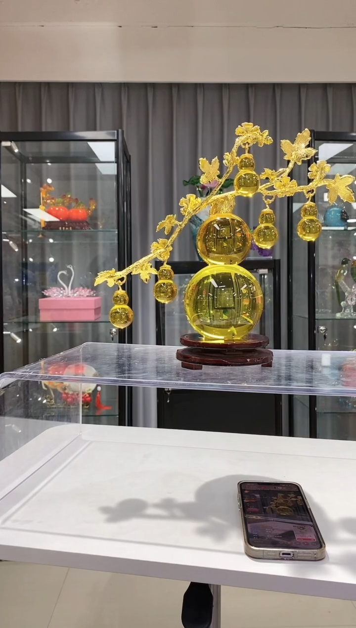 【闪购商品】无铅玻璃小思JMIU-黄色葫芦摆件