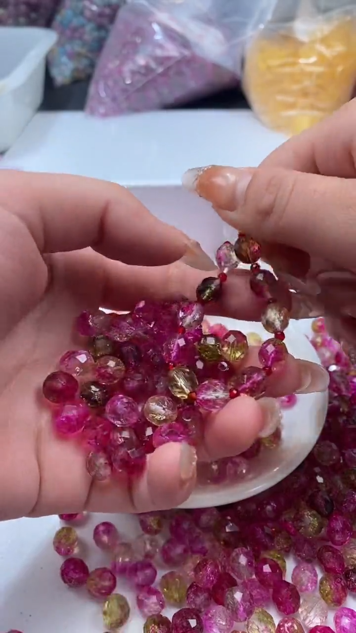 颈饰未镶嵌水晶W3274西瓜碧玺切面米珠9MM *10颗