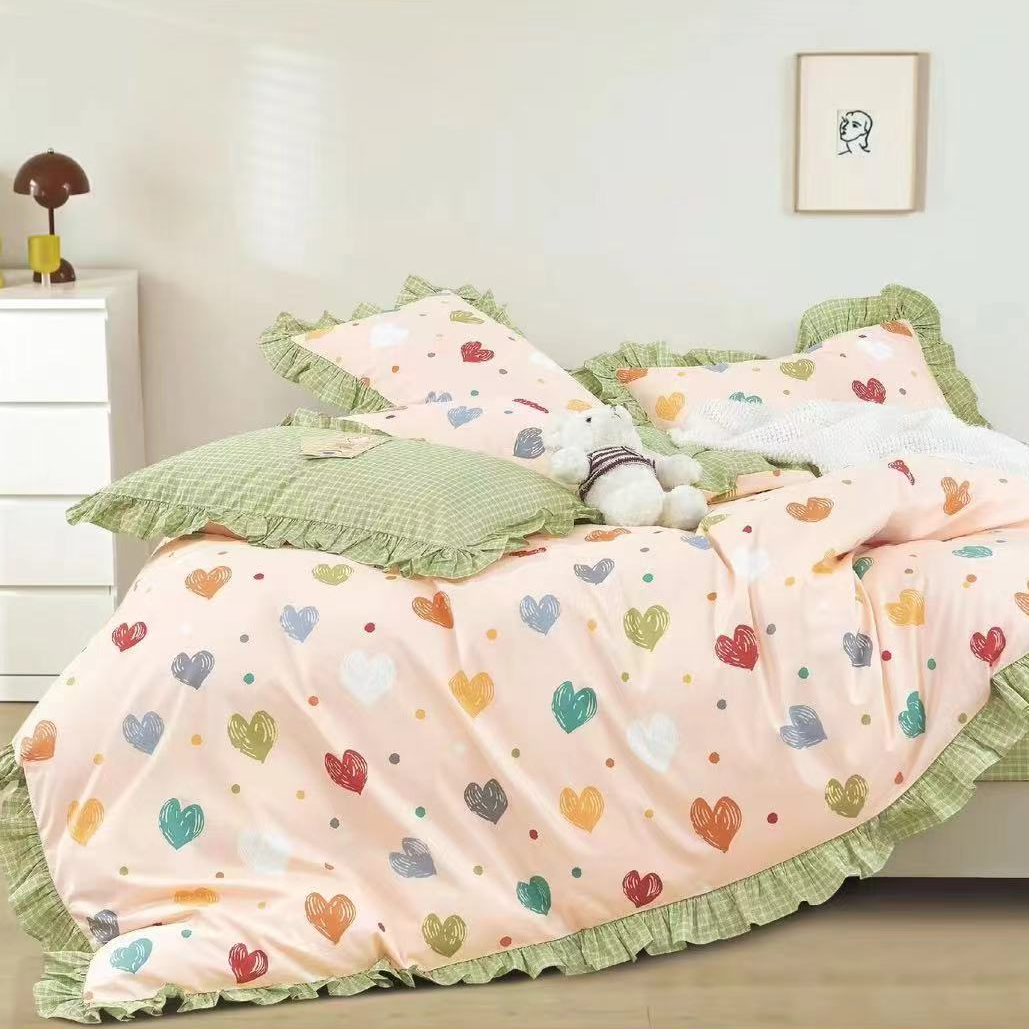 N3307 纯棉AB单人滚绳被套（无花边） 心动时分150*200碎花亲肤cb