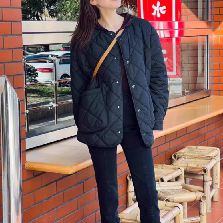 AMASS/阿玛施圆领菱格新雪丽轻薄热力感冬季棉服棉衣外套5400730