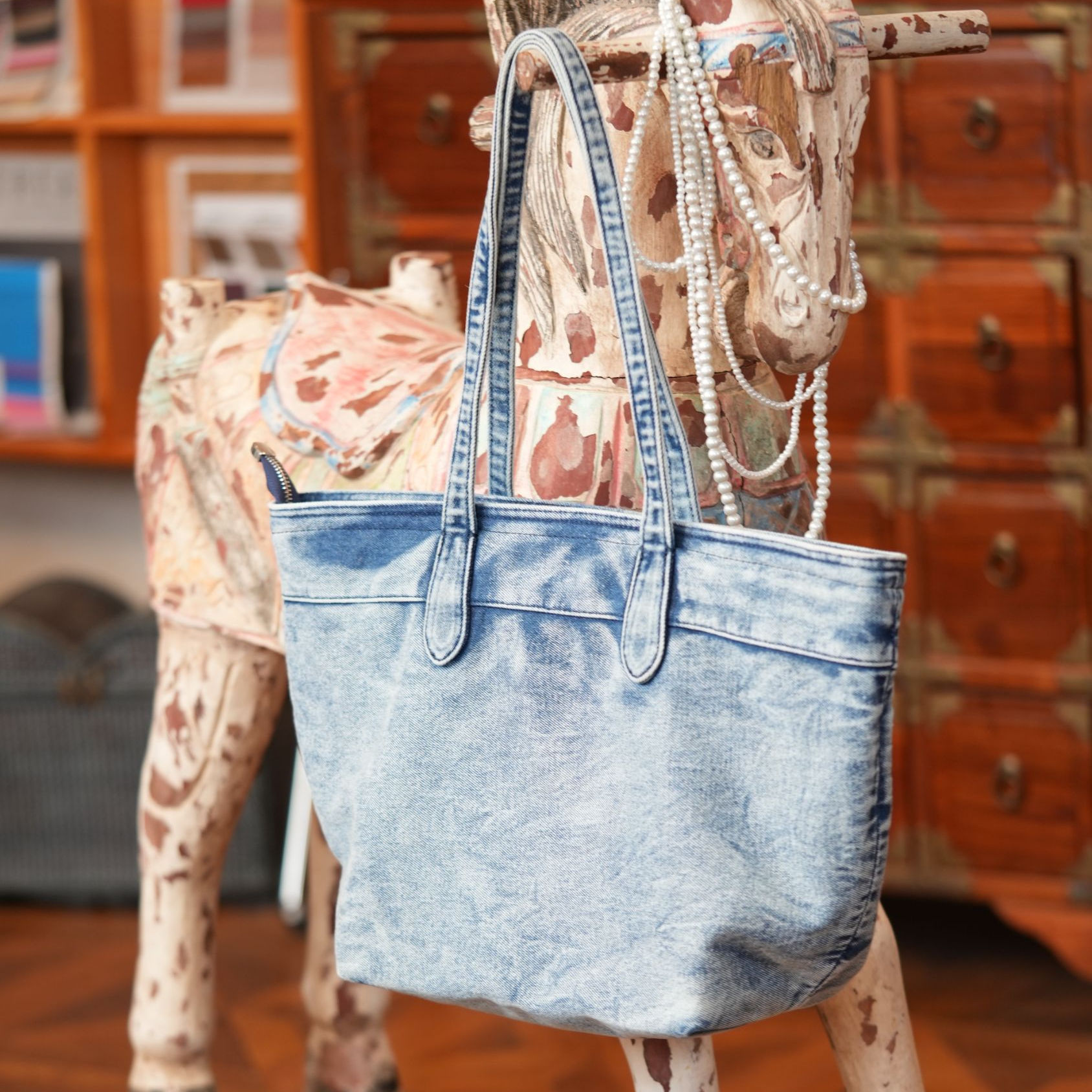 【Fiilo菲洛】N22春夏新款牛仔布托特休闲百搭手提托特包