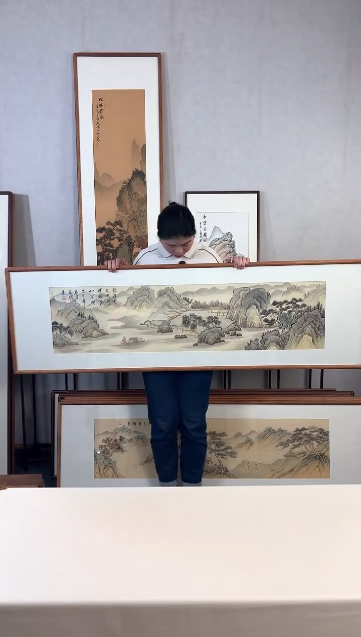 【闪购商品】国画手绘*放怀天地外*52*172cm实木框