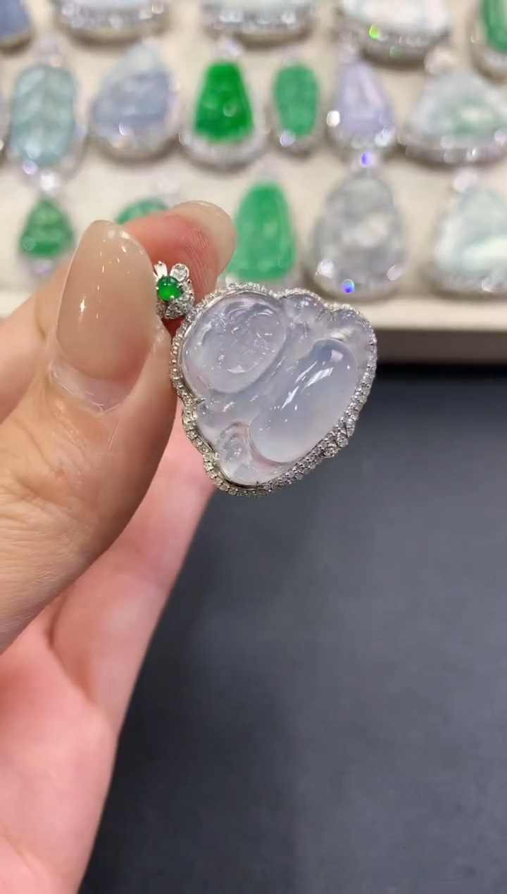 【闪购商品】翡翠吊坠(不含链)18K金镶嵌a160     