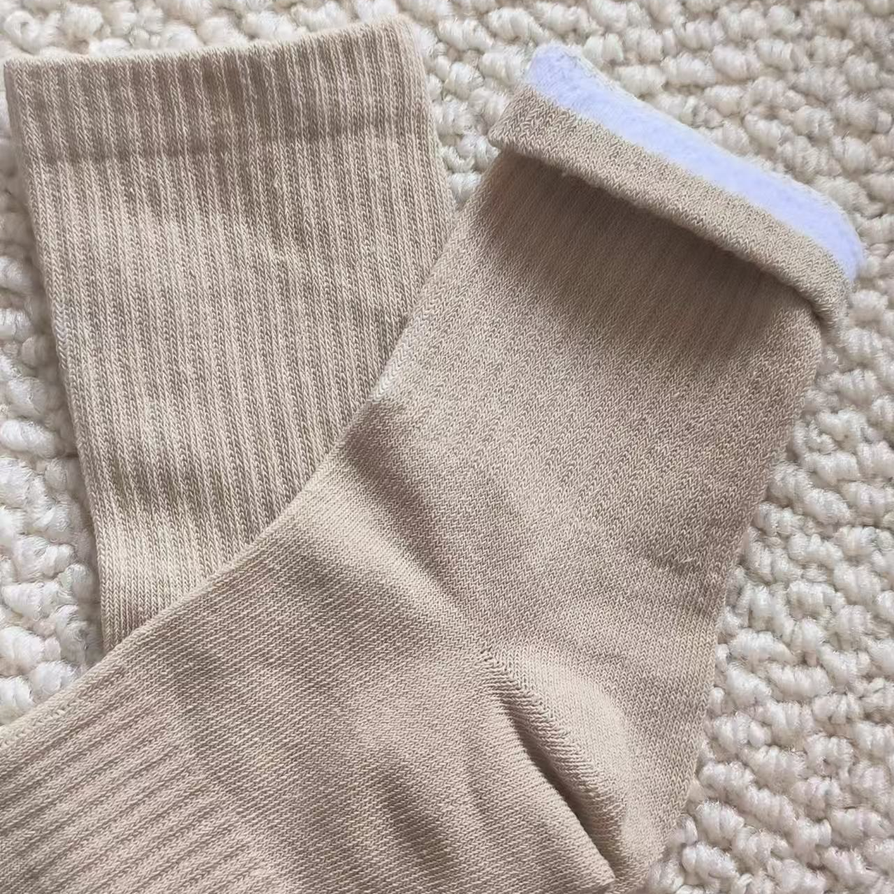 汉麻袜子复古港风冬季透气长筒袜秋季运动风法式植绒