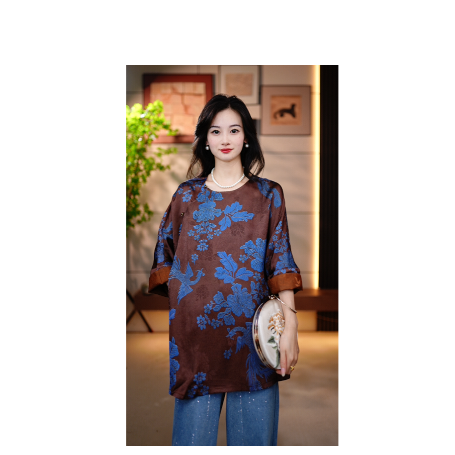 【华丽孔雀】新中式高级感轻奢提花上衣