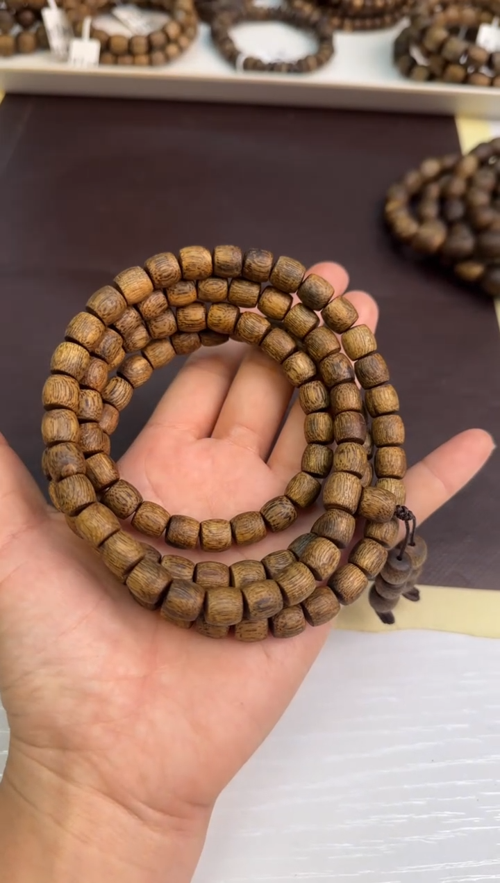 【闪购商品】沉香手串99沉绿棋金沙叶直纹鼓珠8mm多样性发1