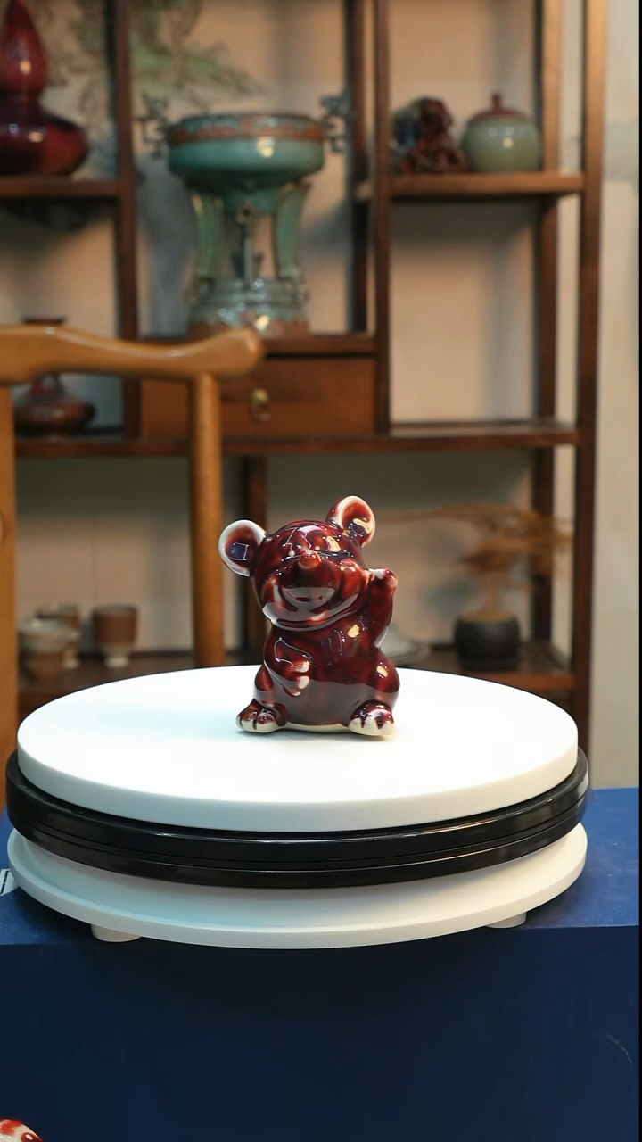 钧瓷钧红釉生肖鼠摆件