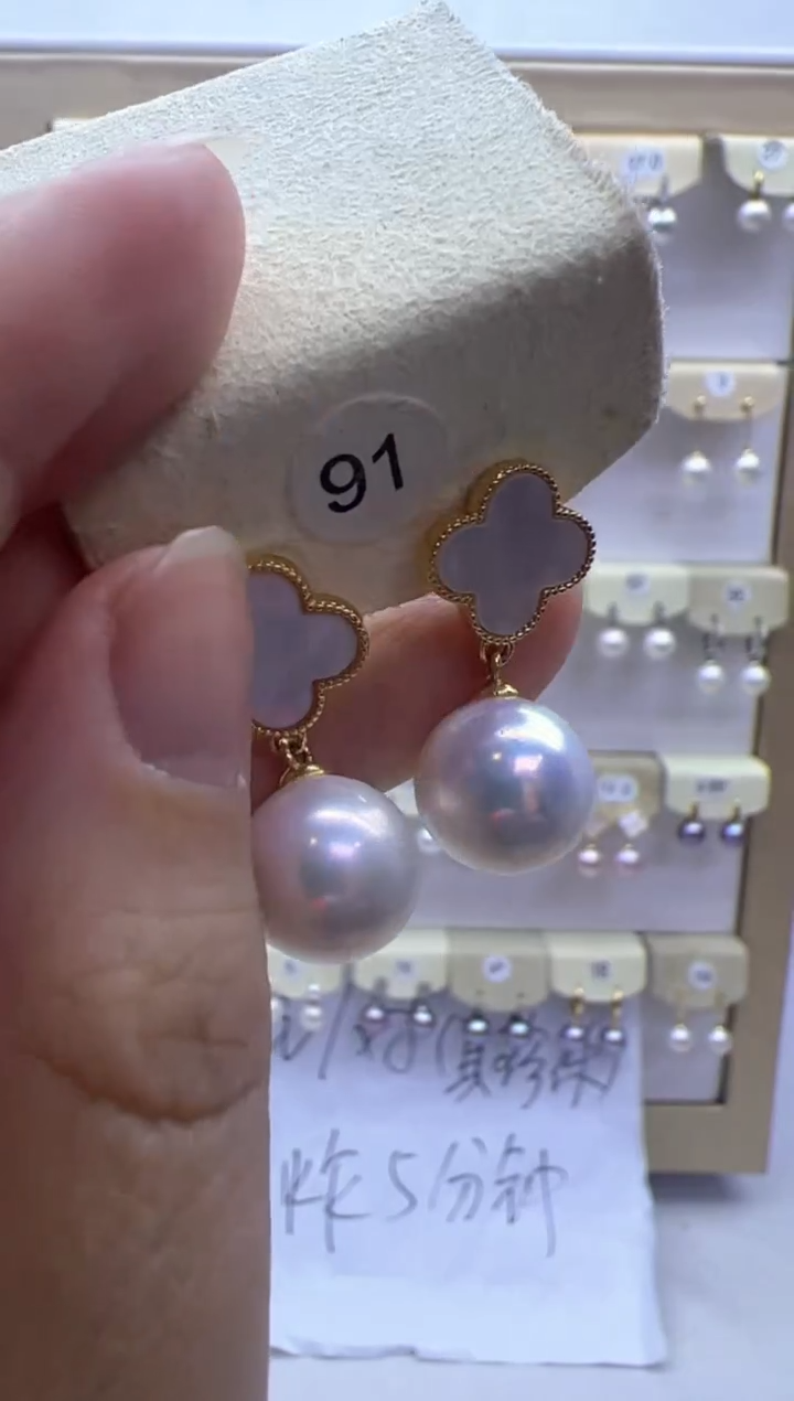 【闪购商品】淡水珍珠耳饰银S925镶嵌91