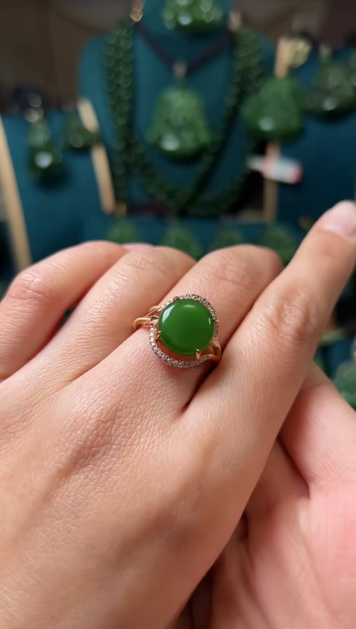 【闪购商品】和田玉（碧玉）戒指银S925镶嵌碧玉