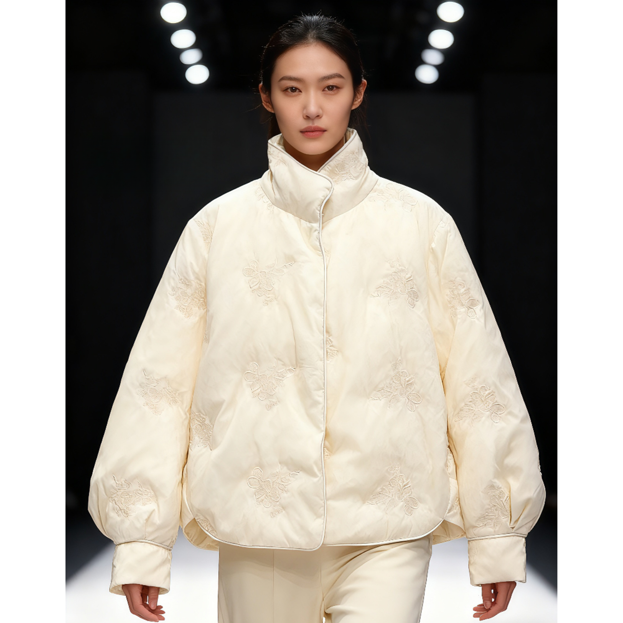 2025文哥工作室女冬季高定时尚设计气质羽绒外套YZ-5055