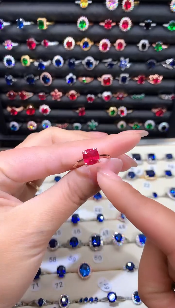 【闪购商品】红宝石戒指银S925镶嵌8玫瑰金