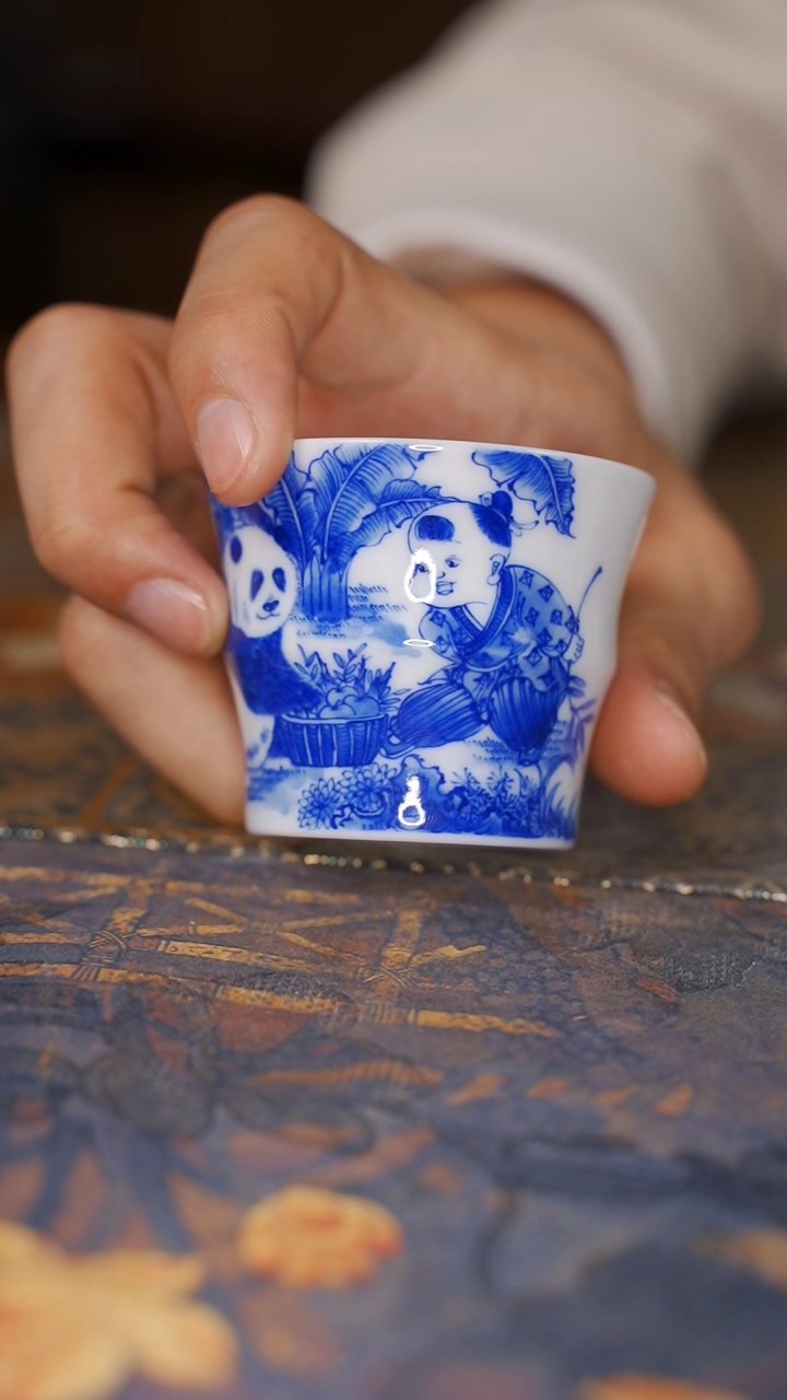 【闪购商品】杯铭墨童子熊猫竹节杯