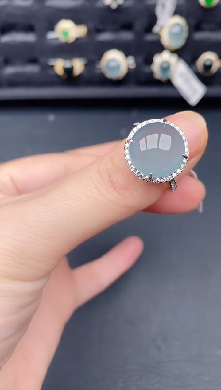 银S925镶嵌戒指翡翠天然a货翡翠179