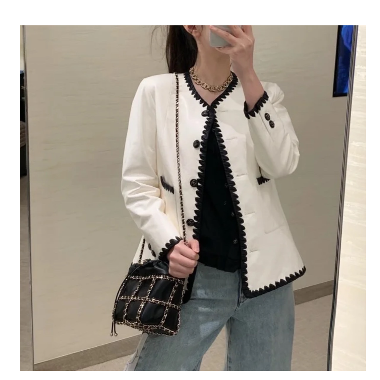 99新 Chanel/香奈儿 皮衣外套/34码/Xsp17014