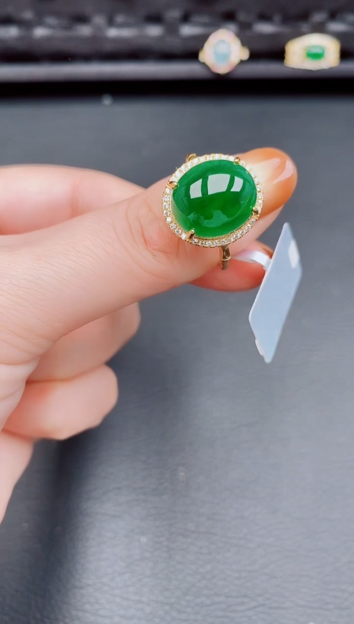 【闪购商品】翡翠戒指银S925镶嵌天然a货翡翠316