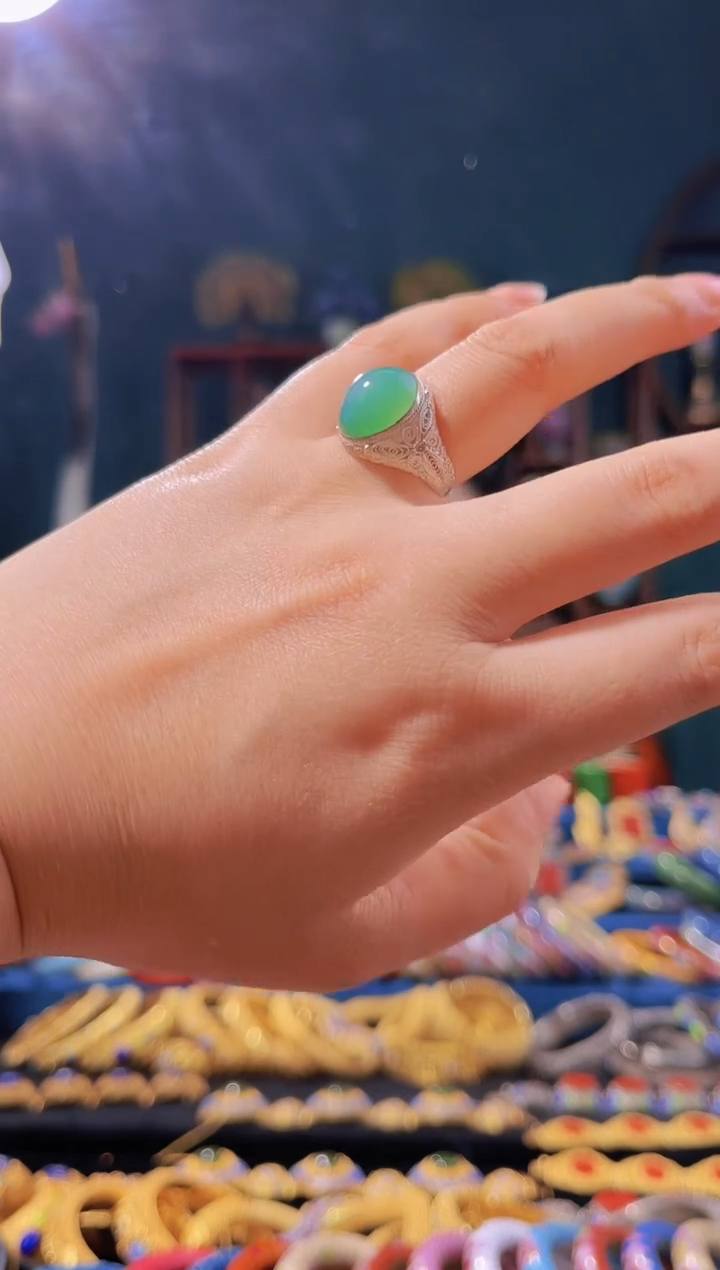 【闪购商品】非遗技艺 花丝戒指 绿