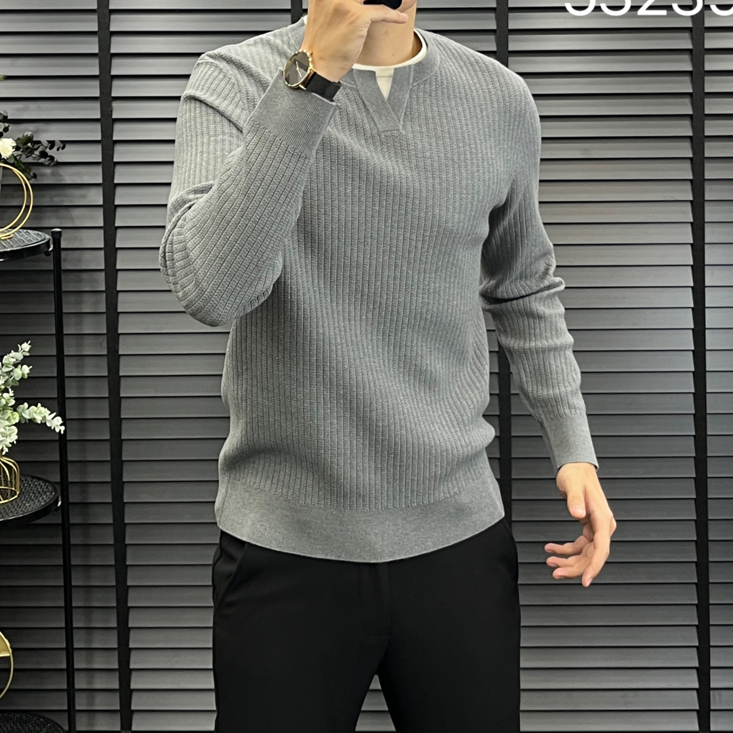【BVCIGULM】男士针织长袖假两件系列#53239紧致V领时尚轻奢风百搭