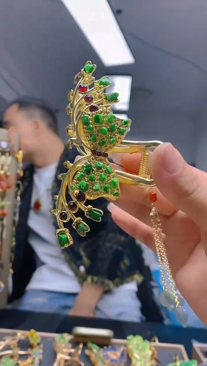 【闪购商品】翡翠耳饰合金495翡翠发簪