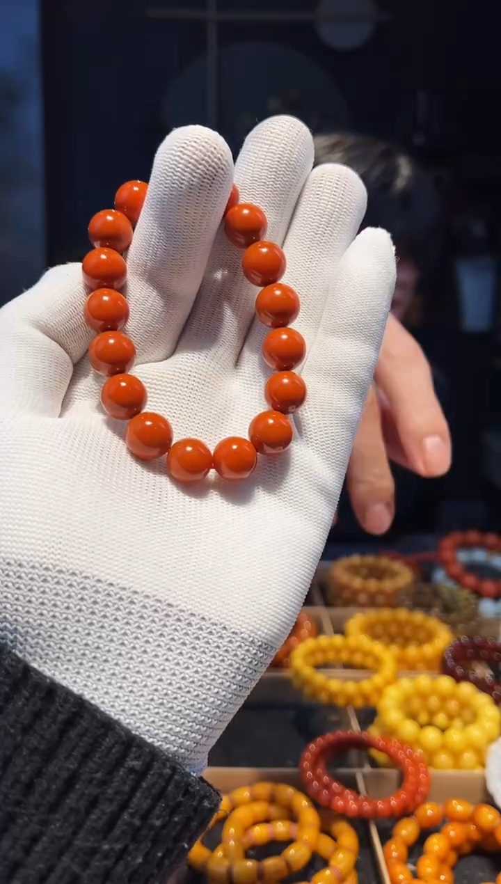 未镶嵌手串南红玛瑙12+柿子黄