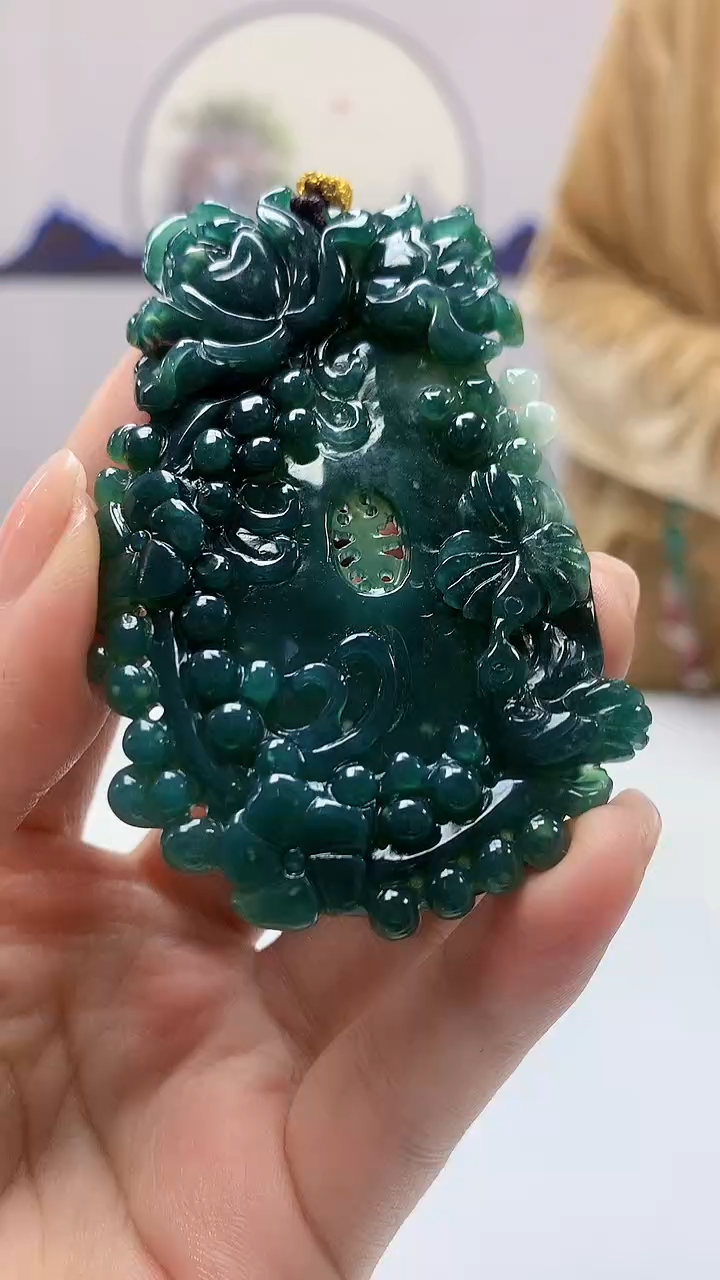 【闪购商品】定制翡翠未镶嵌4829ms-毛货挂件花鸟107