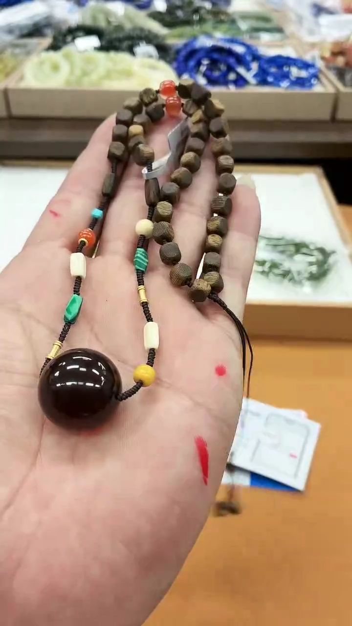 血珀项链银S925镶嵌3033