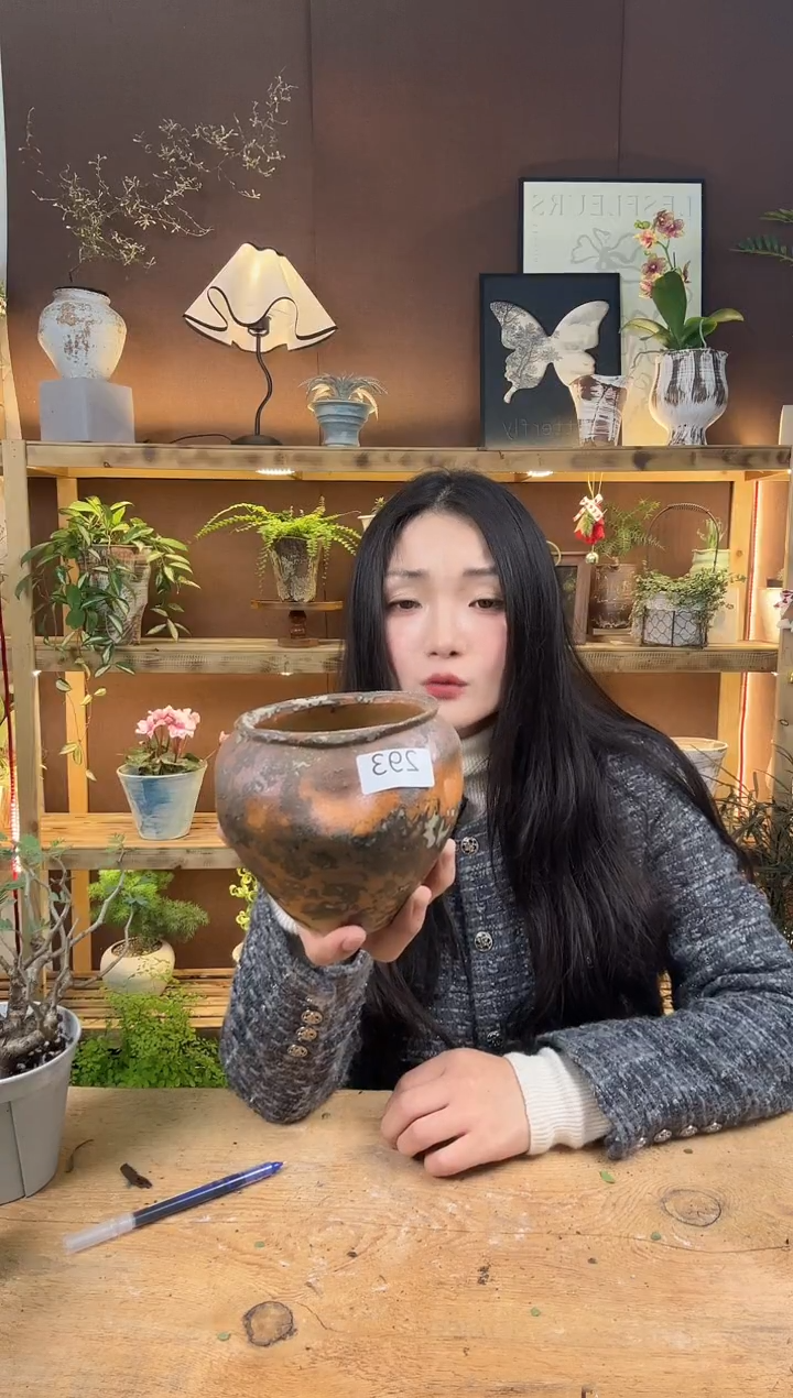 无花朵编号  293  景德镇手工手绘花盆 