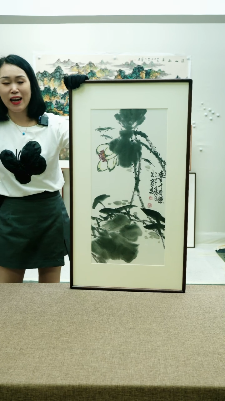 国画52*92李法良手绘花鸟带框