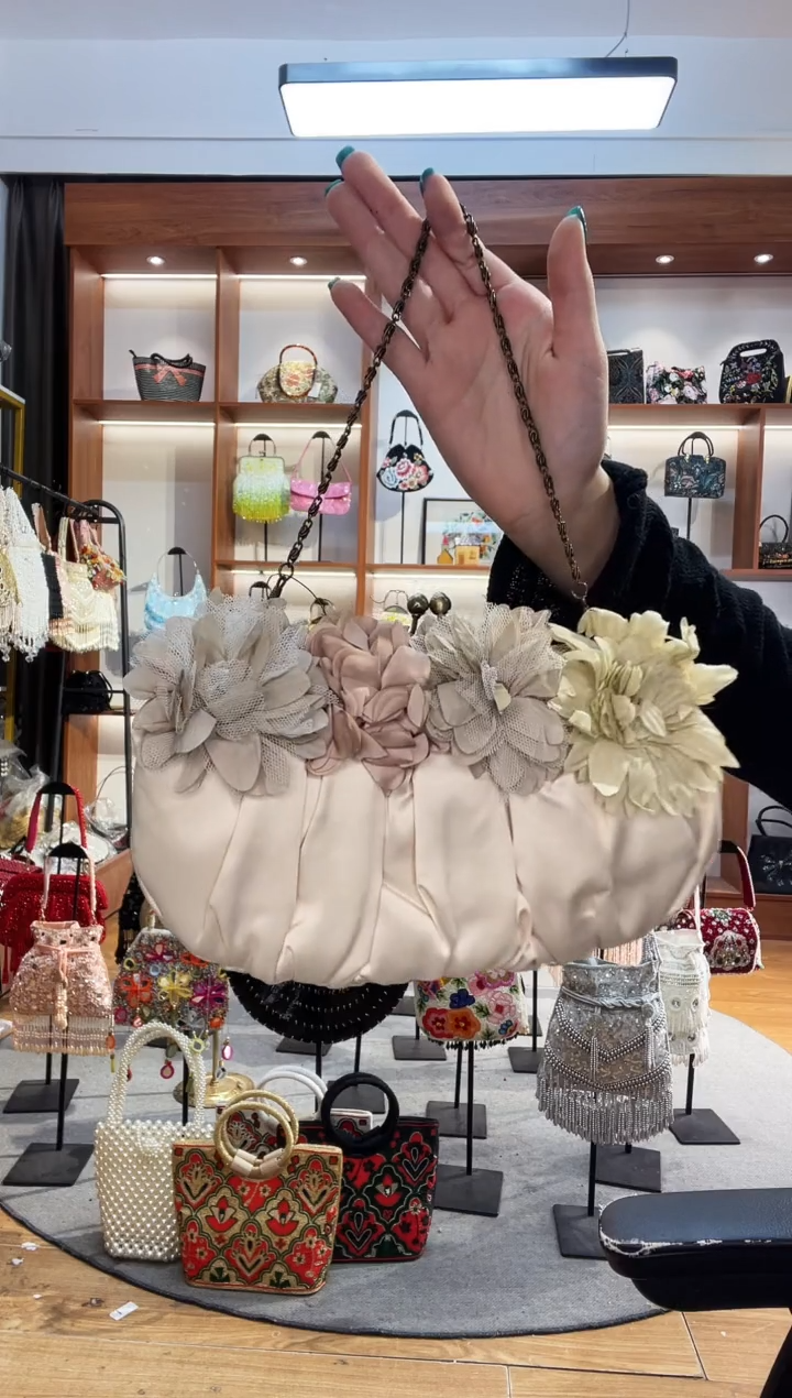 织物令*手工珠珠包包腋下斜跨包手拿包手提晚宴包 