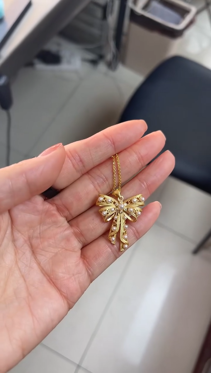 【闪购商品】蝴蝶结珐琅景泰蓝吊坠
