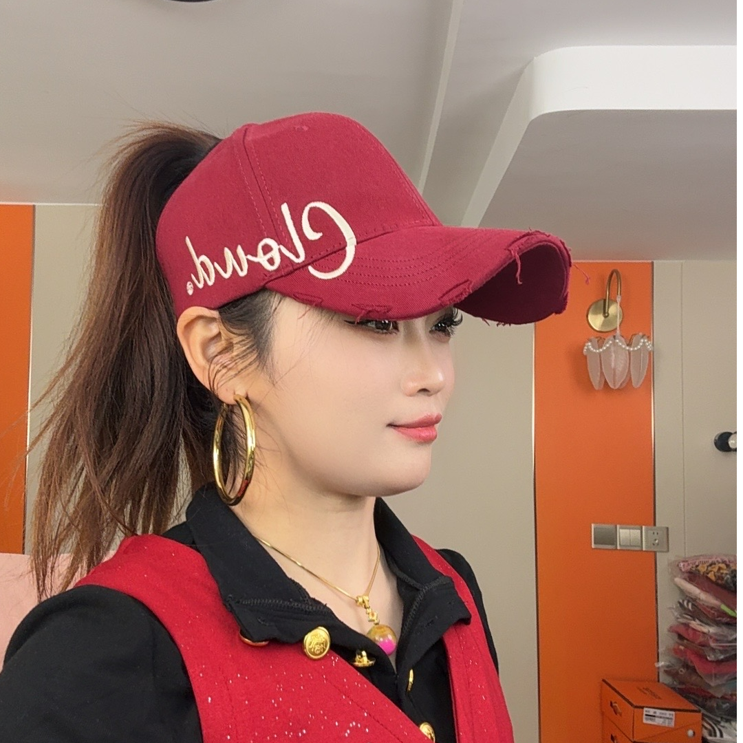 XX可扎高马尾大头围空顶棒球帽女遮阳防晒硬顶宽帽檐