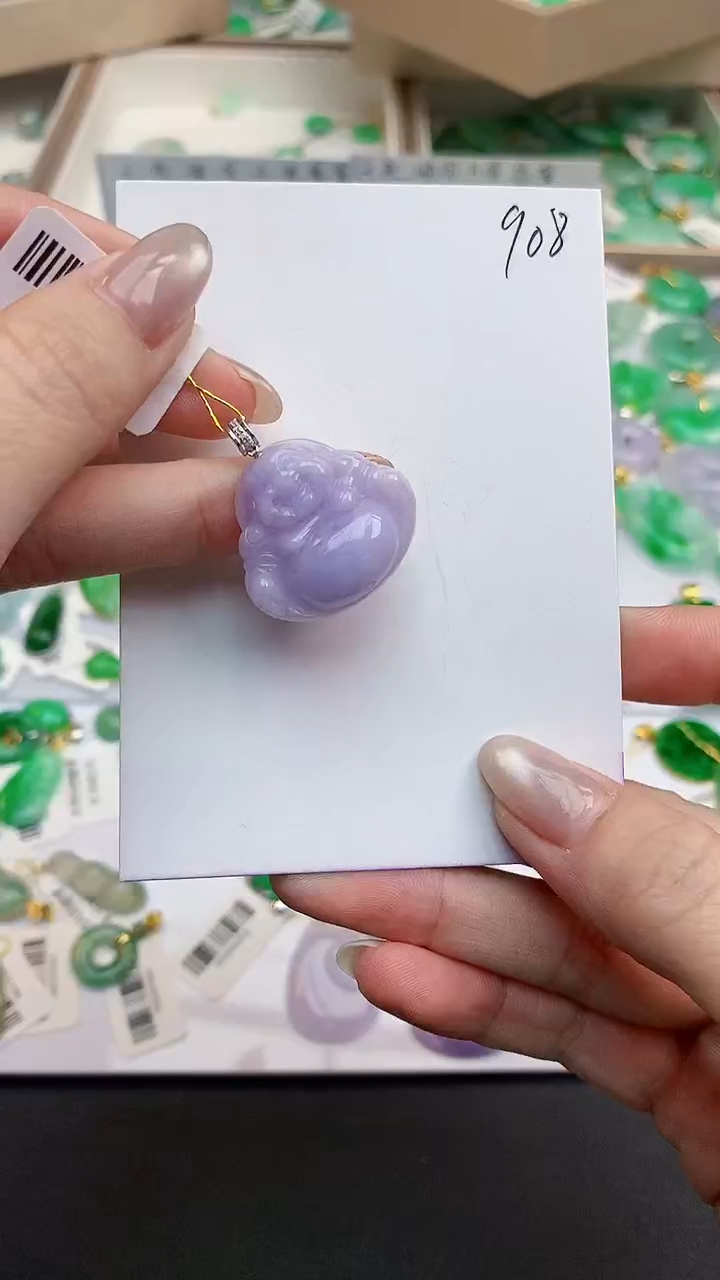 颈饰18K金镶嵌翡翠天然缅甸A货翡翠