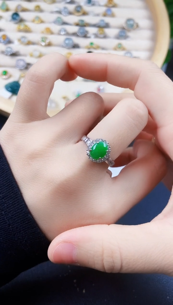 【闪购商品】翡翠戒指银S925镶嵌54646