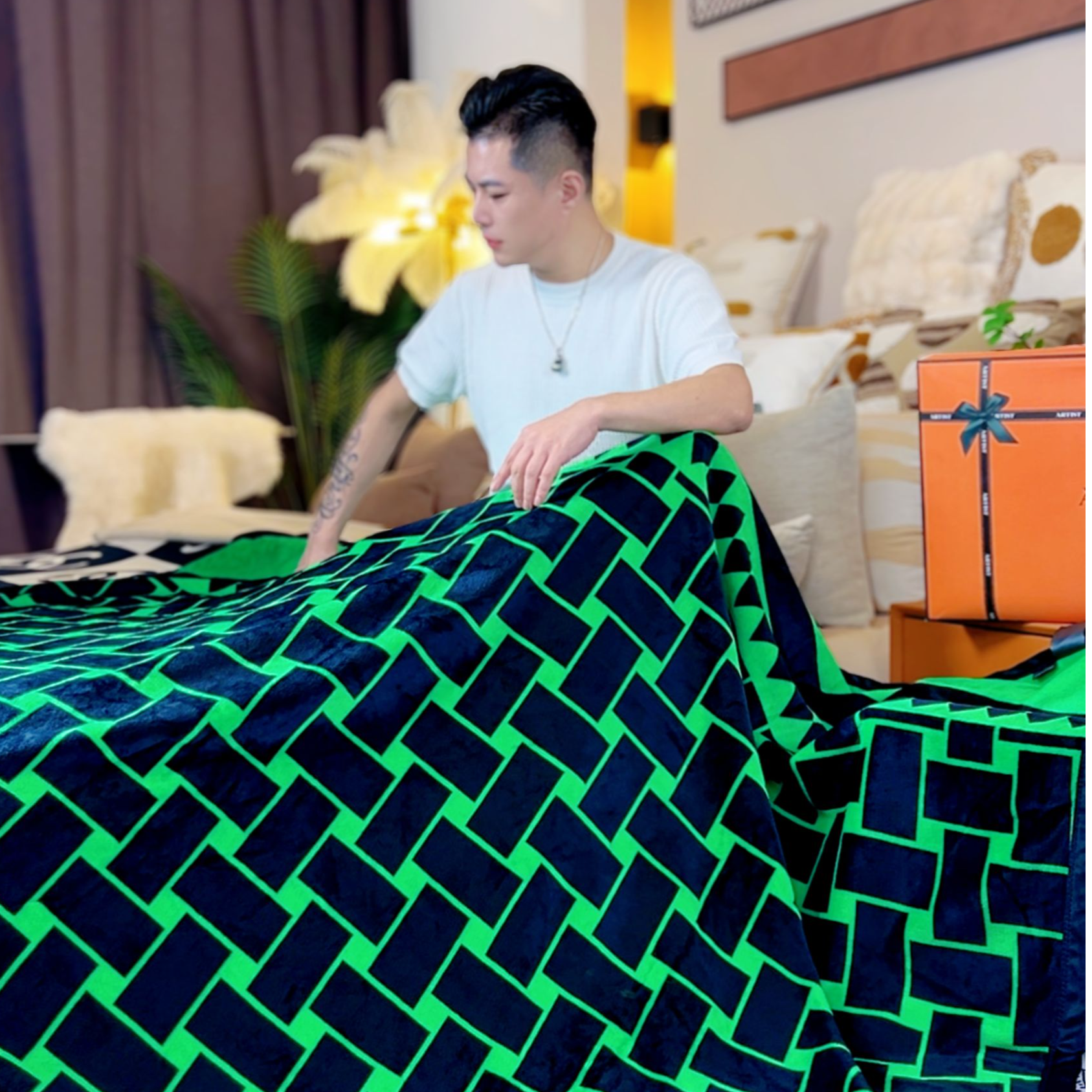 2025早秋新款高奢时尚牛奶绒休闲毛毯盖毯午睡毯沙发毯【BBV绿】