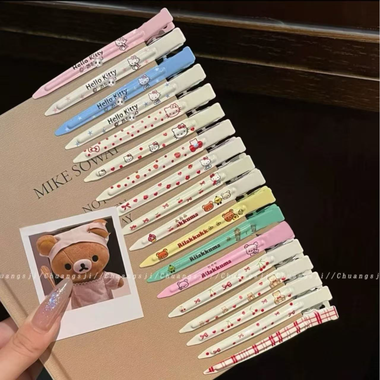 可爱KT猫星星樱桃小熊金属长条发夹夏季新款甜美百搭刘海鸭嘴夹商品图