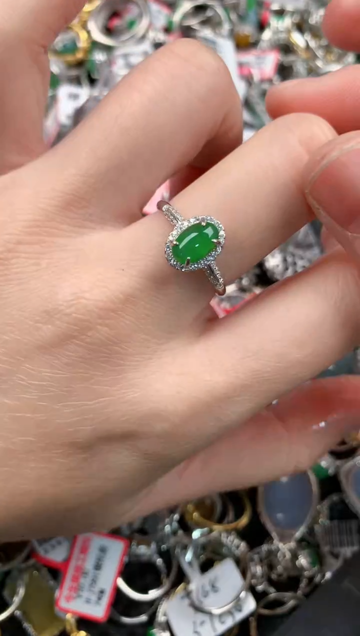 银S925镶嵌戒指翡翠222     8