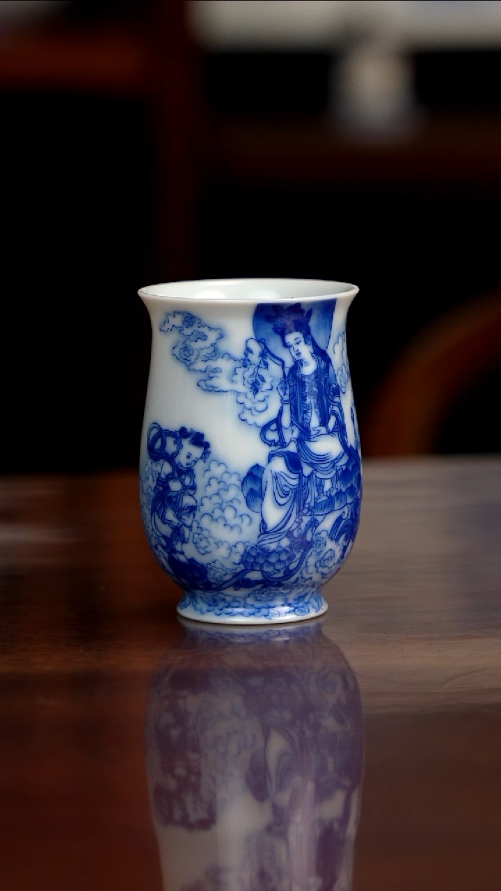 晓竹窑青花童子拜观音