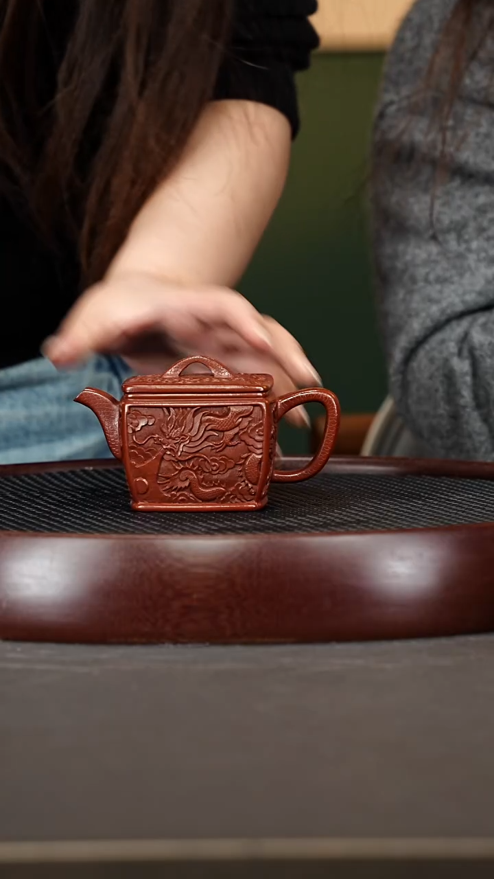 茶壶紫砂87PHJ四方汉瓦 大红袍200cc