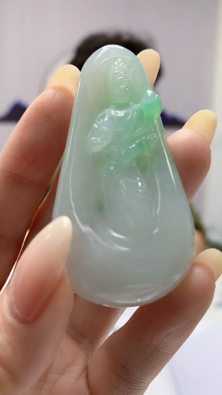 【闪购商品】定制翡翠未镶嵌4688DD-毛货观音赠珠链134