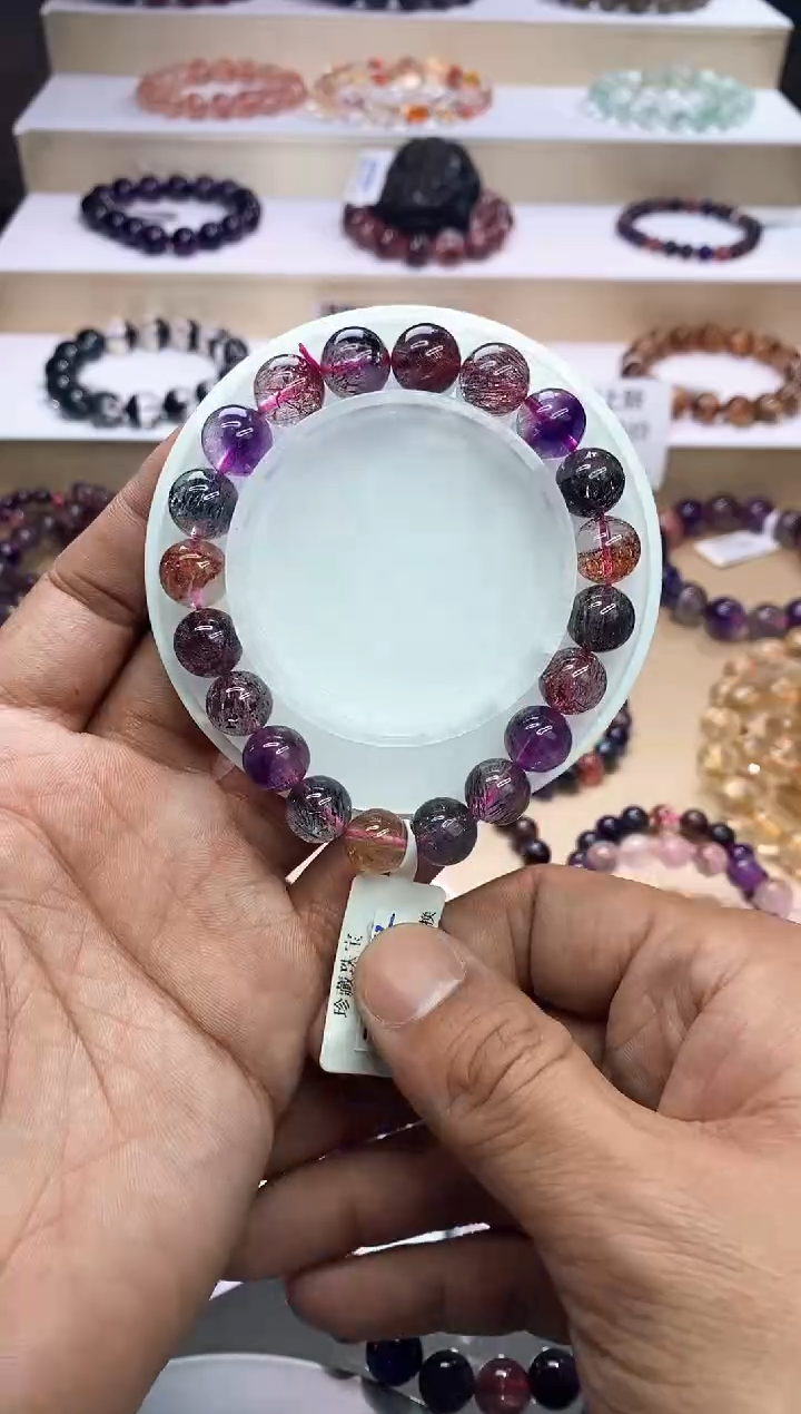 【闪购商品】水晶手链未镶嵌黑加仑超七单圈9m+