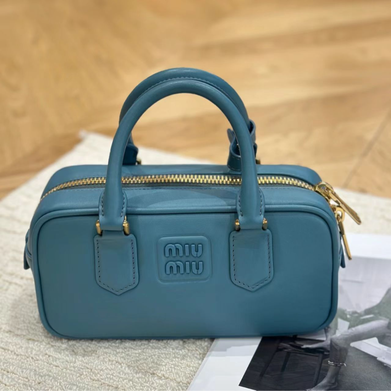 95新 MIU MIU/缪缪 【安则专属】蓝色保龄球包