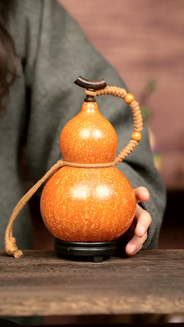 981号中药煮色  650ml左右 大漆葫芦水壶/酒壶 一物一拍