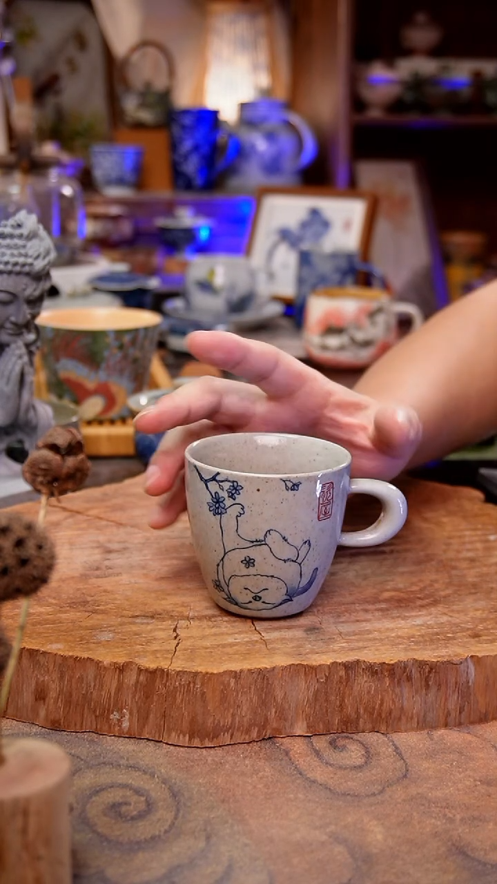 杯子猫咪手工手绘手工手绘