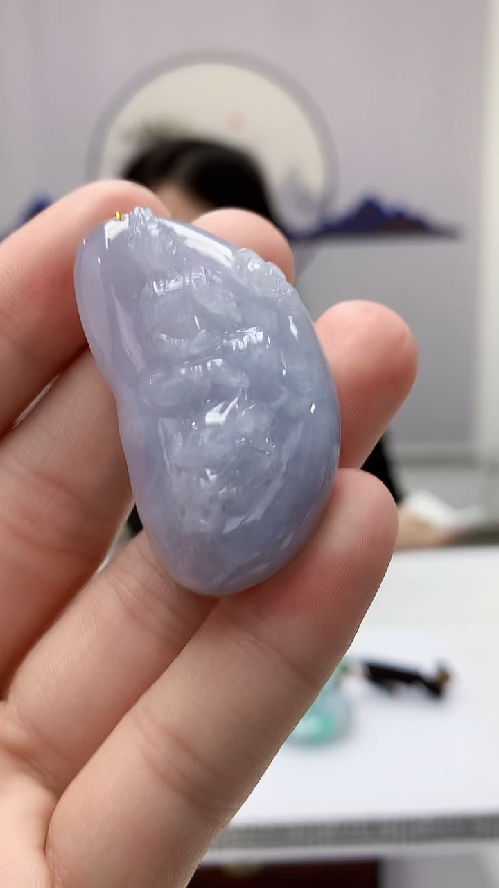 【闪购商品】定制翡翠未镶嵌4852bb-毛货挂件64