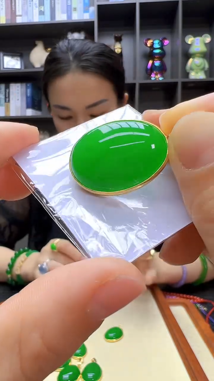 翡翠14K金镶嵌颈饰沉白diy劲饰