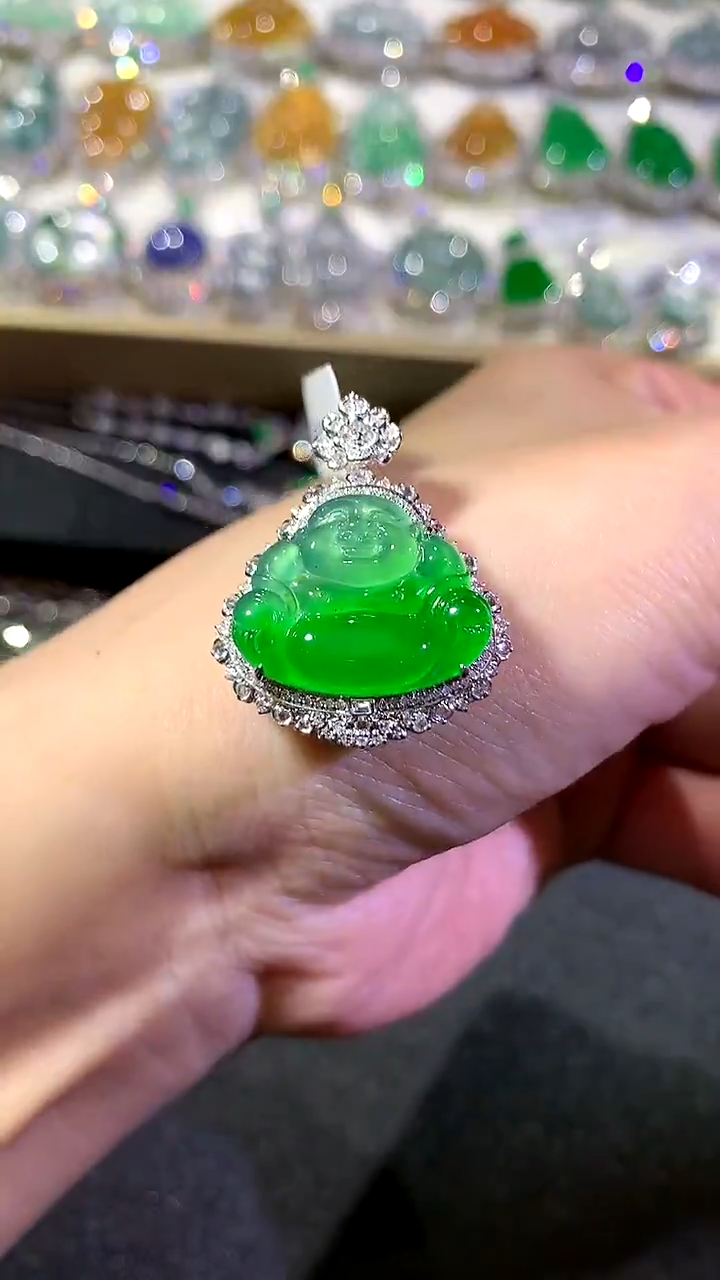 【闪购商品】翡翠吊坠(不含链)18K金镶嵌64-佛公