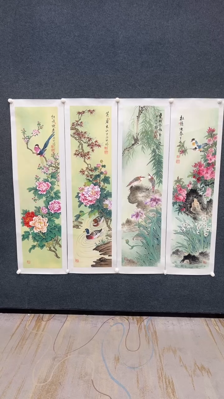 【闪购商品】国画2.6展馆-颜新辉条屏-花鸟13