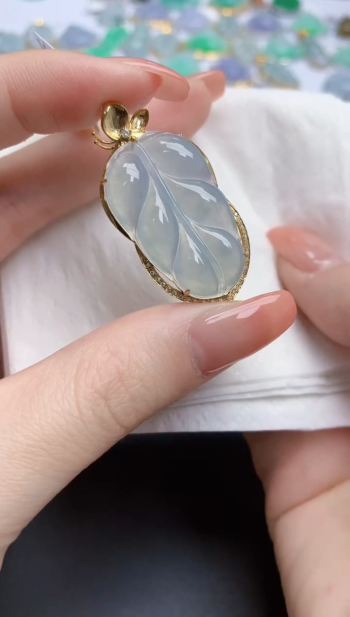 【闪购商品】翡翠颈饰18K金镶嵌天然缅甸翡翠A货