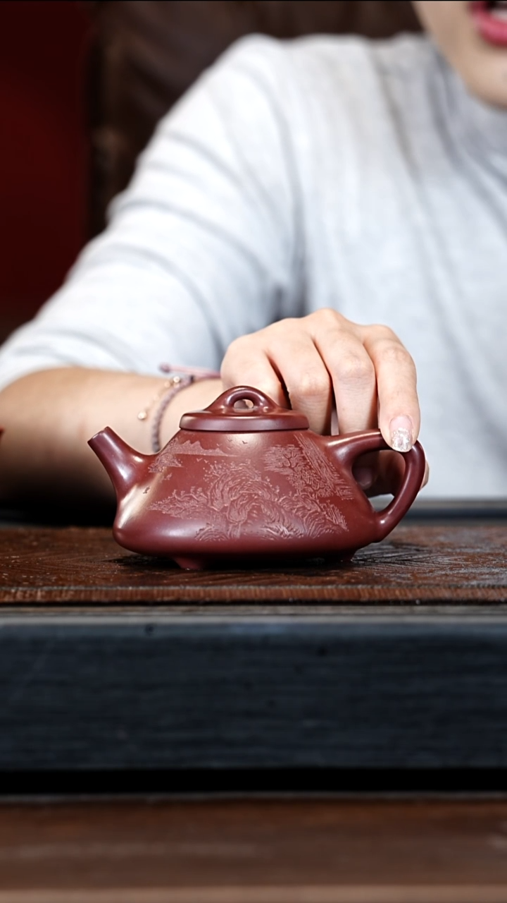 宜兴紫砂WJ 兰山红泥 子冶石瓢 200cc