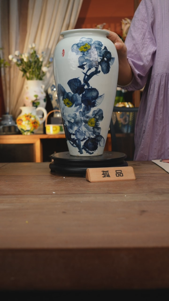 瓶景德镇设计师釉下手绘陶瓷花瓶